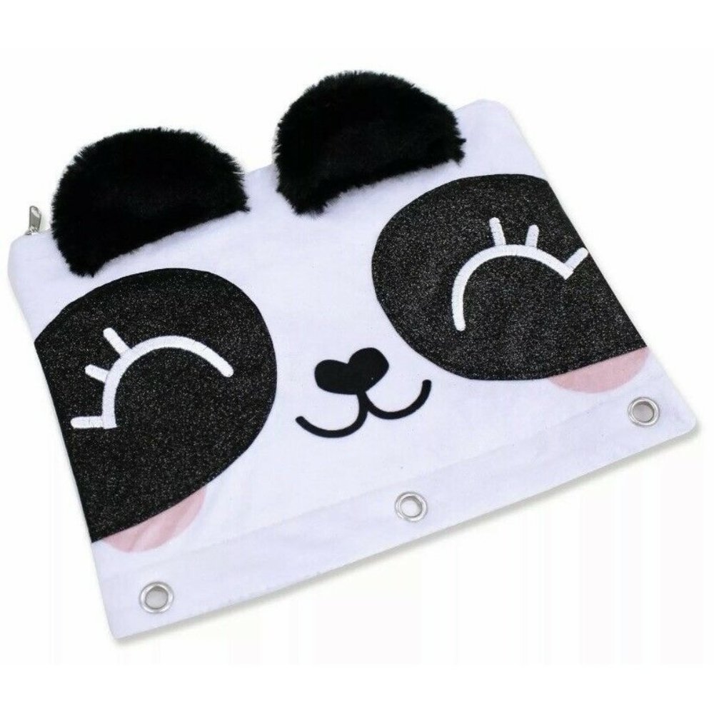 Fuzzy & Glitter Panda Pencil Case Pouch - New!